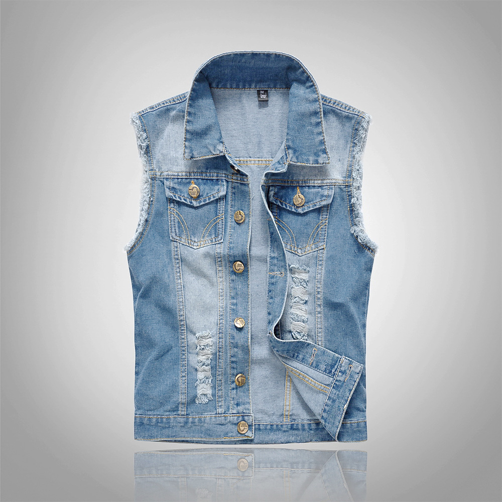 Summer Light Clothing - Trendige Motorradbekleidung für Männer: Hellblaue Jeansjacke,