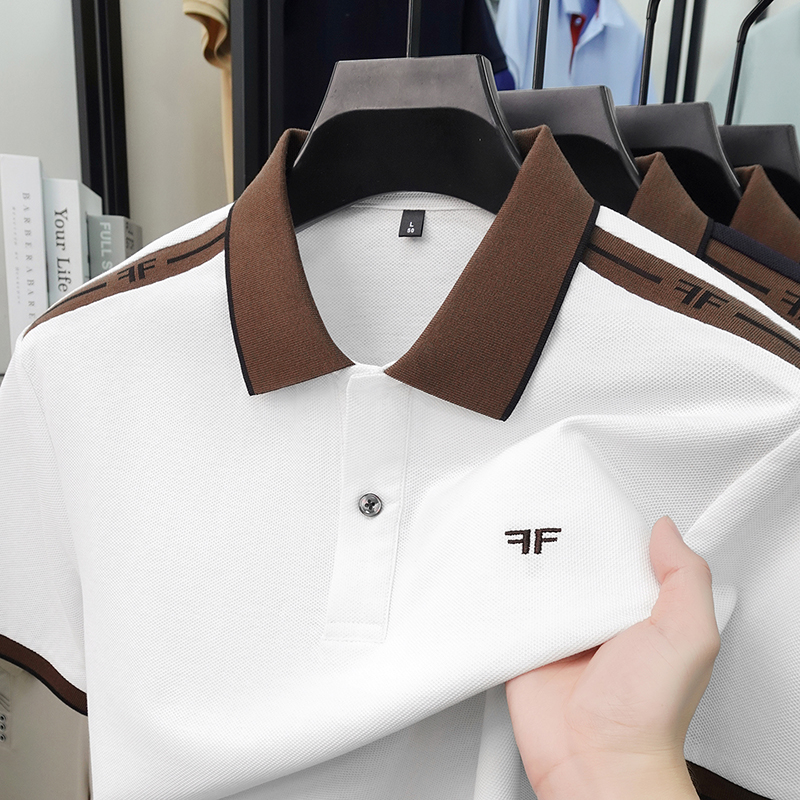 Summer Light Clothing - Luxuriöses Herren-Poloshirt mit Stickerei, Neues Einfarbiges