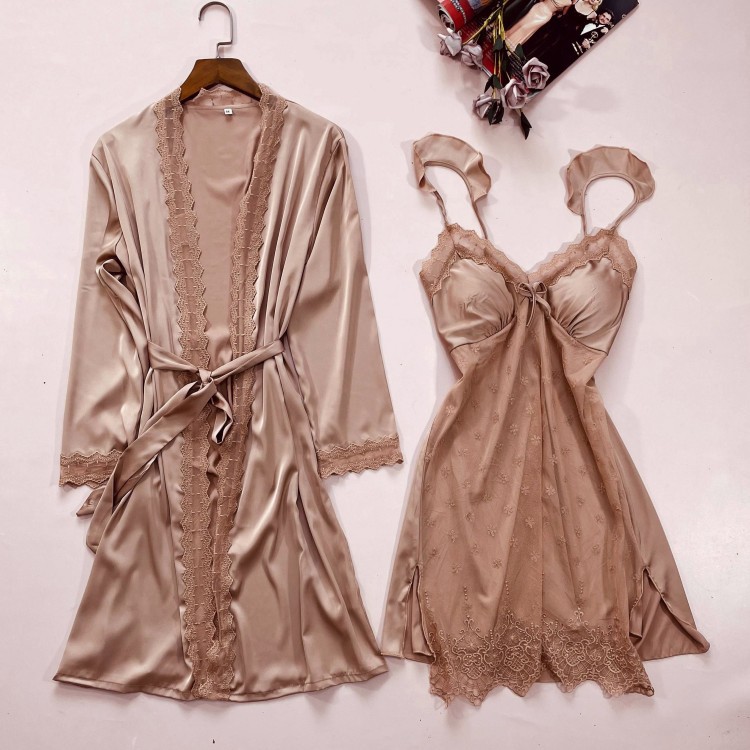 Summer House Clothing - 2PCS Nighty & Robe Anzug Satin