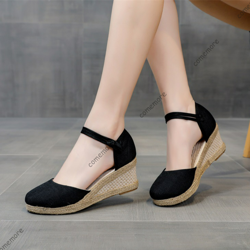 Espadrille Sandal Women - Comemore Sandalen mit hohem Absatz, Sommerschuhe,
