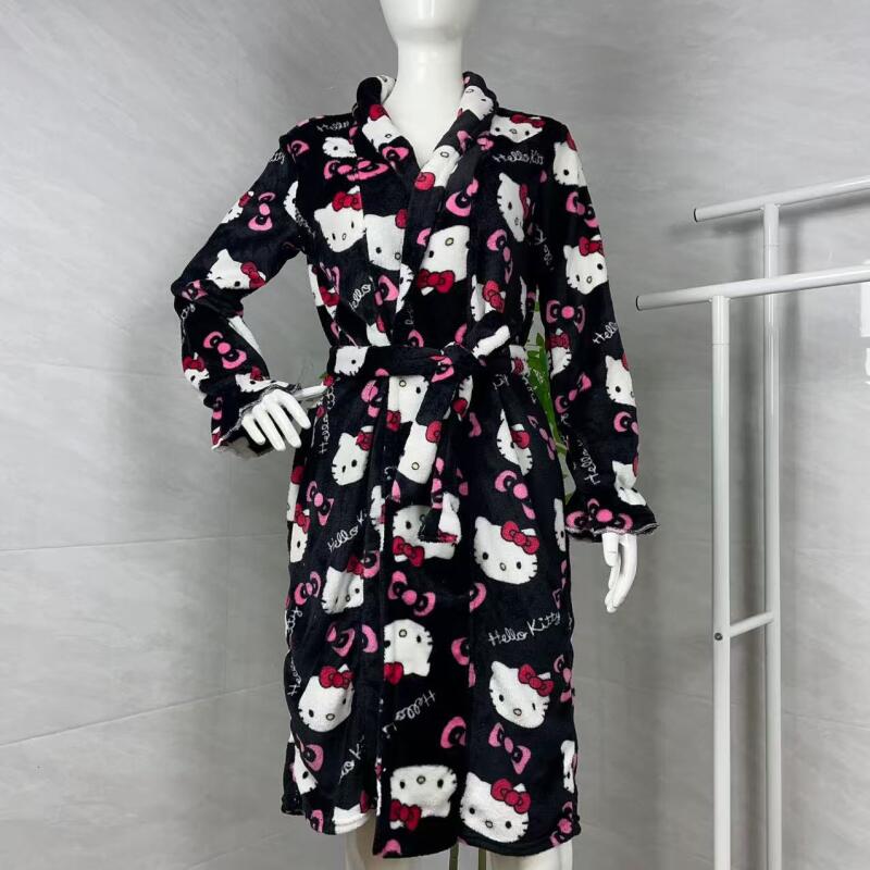 Summer Clothes - Nachthemd Hello Kitty, neuer Herbst-Winter-warmer mittellanger