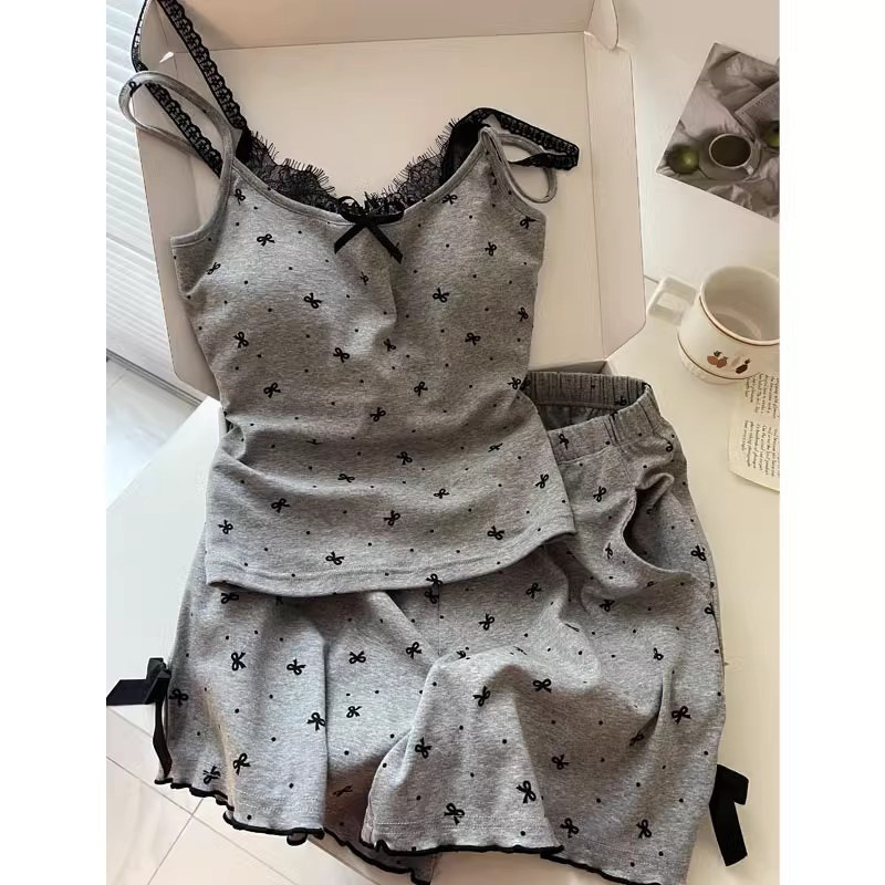 Summer House Clothing - Damen Sommer Bestseller Träger-Schlafanzug-Set mit Polka