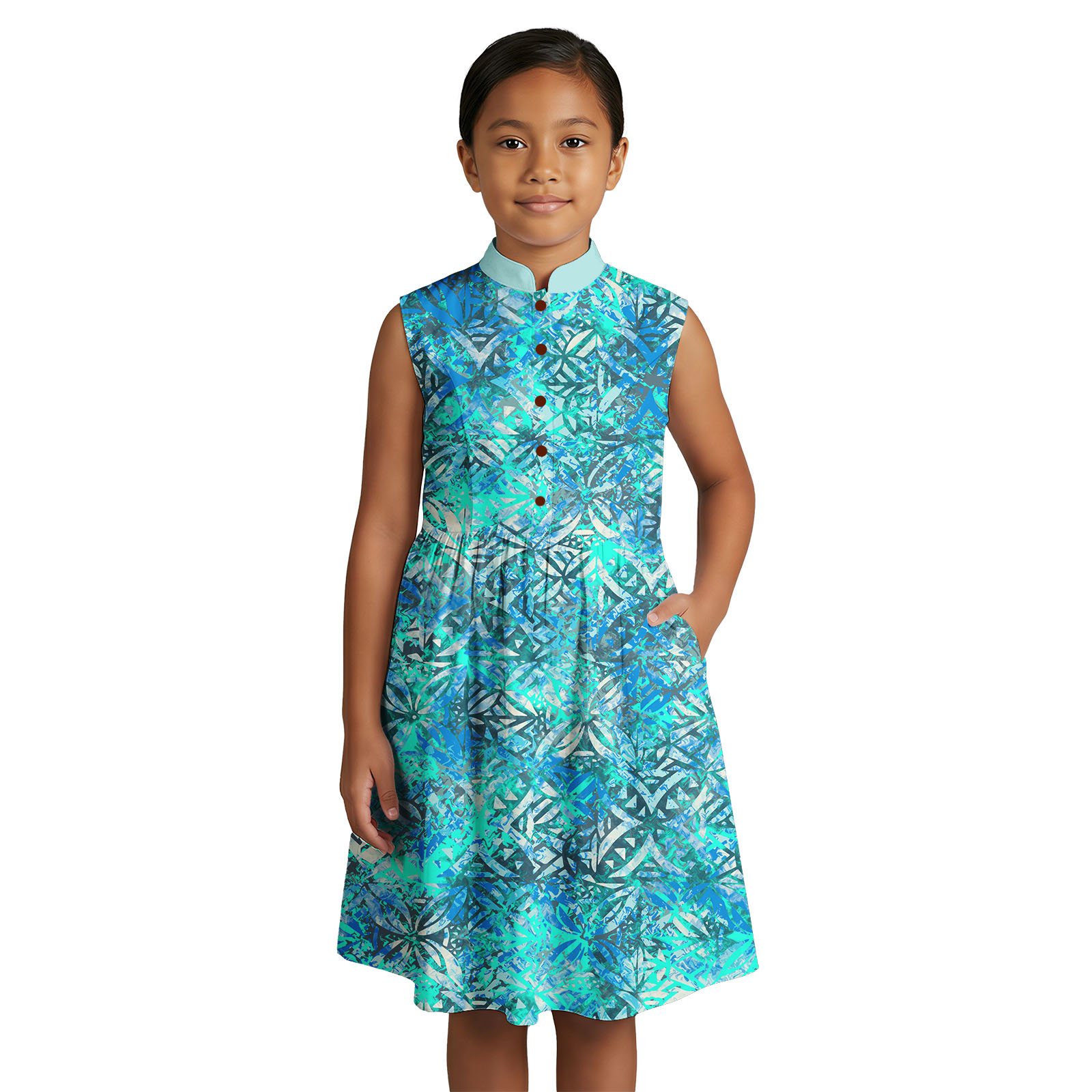 Summer Loving Kids Clothing - Beliebte Boutique-Kinderkleidung: Maßgeschneidertes Polynesisches Strand-Midikleid, Samoanisches