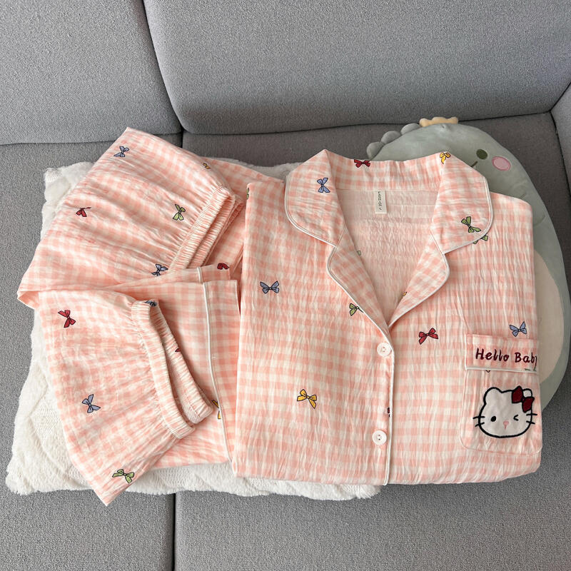 Summer Clothes - Hello Kitty Damen-Pyjama, dreiteiliger kurzärmeliger Anzug