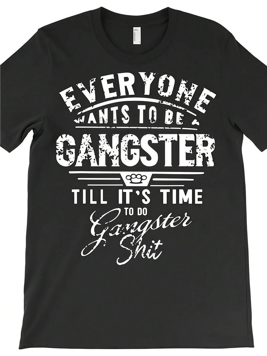 Summer Clothing Quotes - Herrenbekleidung: Schwarzes T-Shirt mit Zitatendruck, Kurzarm-Sommer-Oberteil