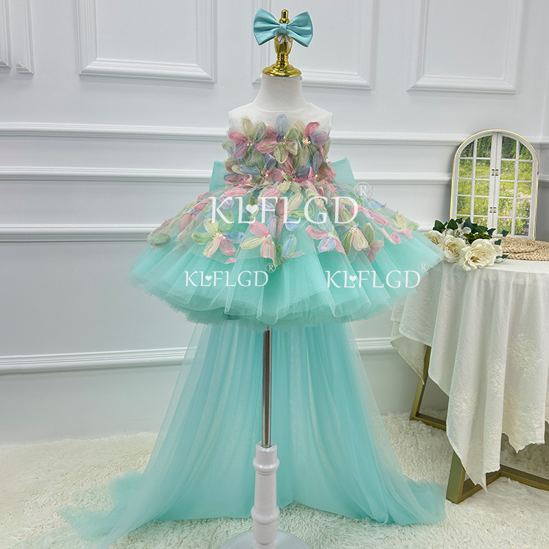Summer Clothing Baby Girl - KLFLGD Elegantes Türkisfarbenes Blumenmädchenkleid, Blumenmädchen-Spitzenkleid, Kinderhochzeit,