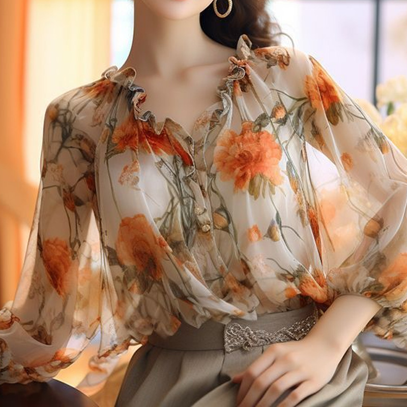 Summer Clothing Young Women - 2024 Floral Tops Süße Damen Druck