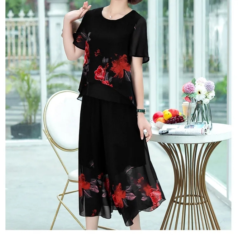 Elegante Mode Blumendruck Spit – Summer Clothing For 70 Year Old Woman Bewertung und Preis