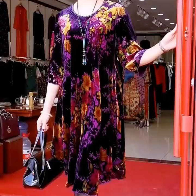 Vintage gebrochene Blumen Midi – Summer Clothing For 70 Year Old Woman Bewertung und Preis