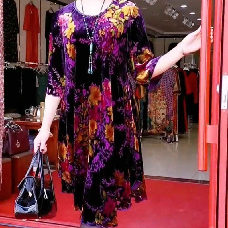 Vintage gebrochene Blumen Midi – Summer Clothing For 70 Year Old Woman Bewertung und Preis