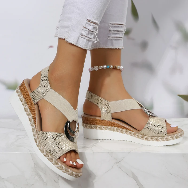 Metallschnalle Keilsandalen fü – Espadrille Sandal Women Bewertung und Preis