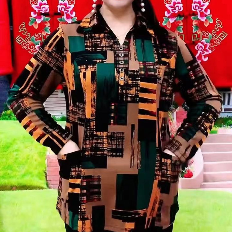Pendeln geometrisches Hemd Frü – Summer Clothing For 70 Year Old Woman Bewertung und Preis