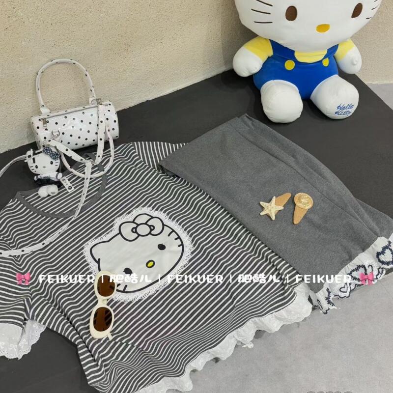 Sommer Neu Hello Kitty Gestrei – Summer Clothes Bewertung und Preis